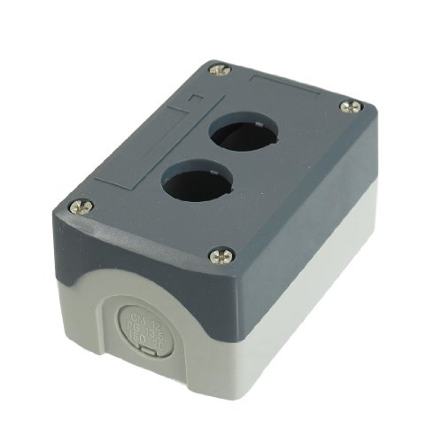 Uxcell 2 Delikli basmalı düğme anahtarı Kontrol Kutusu Kasa, 22 mm Çap, Gri Plastik