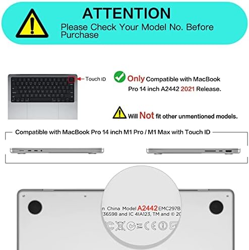 MOSISO ile Uyumlu MacBook Pro 14 inç 2021 M1 Pro / M1 Max A2442, plastik Sert kılıf ve Klavye Kapak Cilt ve Ekran