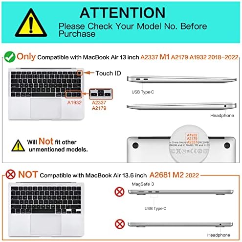 MOSISO MacBook Air 13 inç Kılıf ile Uyumlu 2022 2021 2020 2019 2018 Yayın A2337 M1 A2179 A1932 Dokunmatik KİMLİK,