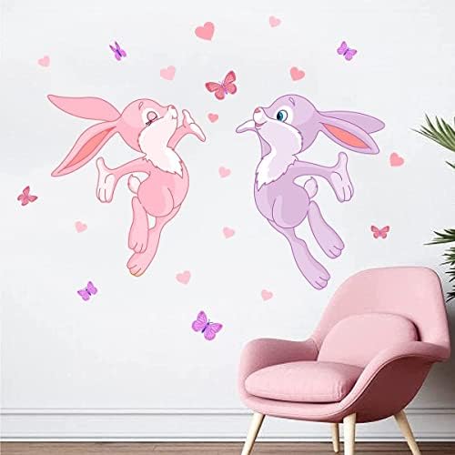 WOYİNİS Yaratıcı Sevimli Tavşan Duvar Çıkartmaları, DIY Aşk Kalp Kelebek Bunny Duvar Çıkartmaları, Peel & Sopa Çıkarılabilir
