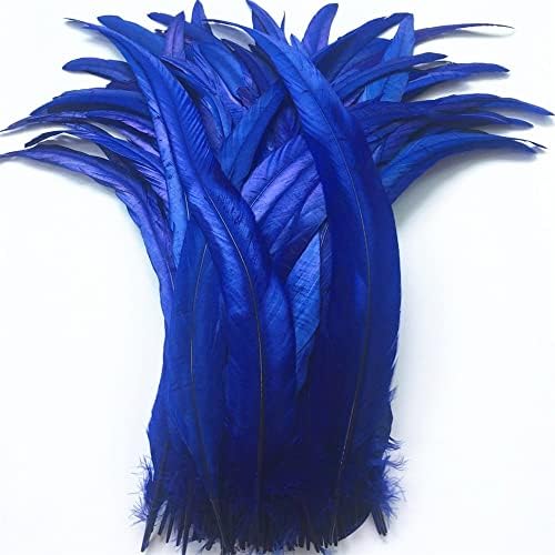 Zamihalaa-50 adet Kraliyet Mavi Horoz Kuyruk Tüyleri El Sanatları için 12-14 / 30-35cm Doğal Horoz Tüyleri Düğün Dekorasyon