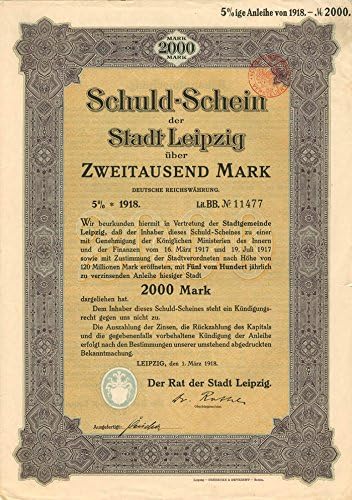 Schuld-Schein Der Stadt Leipzig - Various Denominations - Bond (Uncanceled)