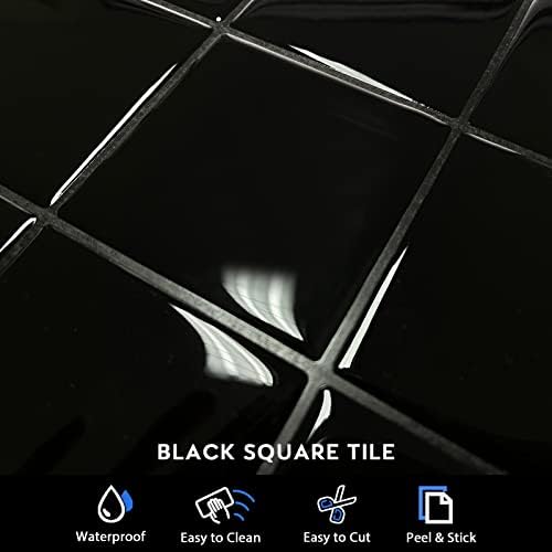 Siyah Kabuğu ve Sopa Backsplash Çini, 10 X 10 Kendinden Yapışkanlı Vinil 3D Kare Mozaik Duvar Karosu Mutfak Banyo