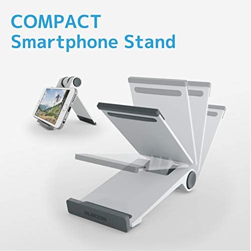 エレコム Elecom P-DSCMPWH Akıllı Telefon Standı, Ayarlanabilir Açı, Kompakt, Yumuşak Deri, Beyaz