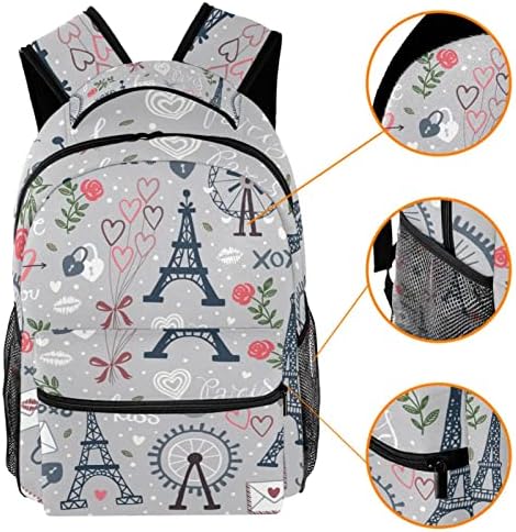 Sırt çantası Sırt Çantası okul çantası Seyahat Rahat Sırt Çantası Kadınlar için Genç Kız Erkek, Elle Çizilmiş Eyfel