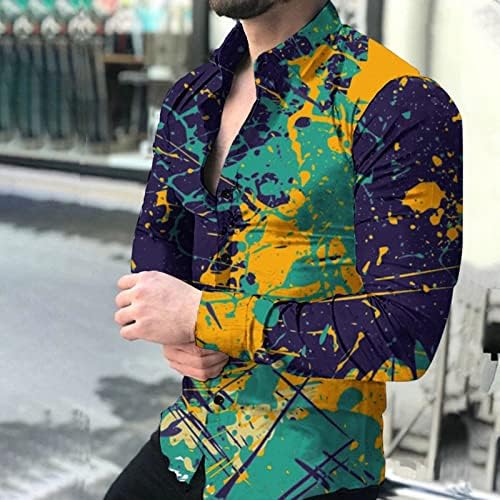 DSODAN 2022 Yeni Erkek Gömlek, Sonbahar Kış Tasarımcı Uzun Kollu Düğme Aşağı Gömlek Sıçrama mürekkep Baskılı Hawaii