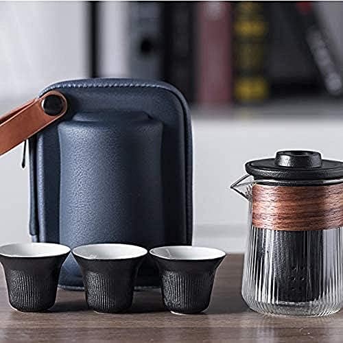 LİANXİAO Seyahat çay seti Seramik Taşınabilir Teaware Setleri Taşıma Çantaları Demlik Küçük Cam Filtre Çiçek Çay Gereçleri