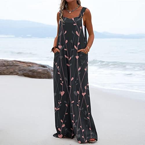 lcepcy Moda Tulum Kadınlar için Moda Çiçek Baskı Düğme Sapanlar Tulum Rahat Uzun Pantolon Tulum Cepler ile