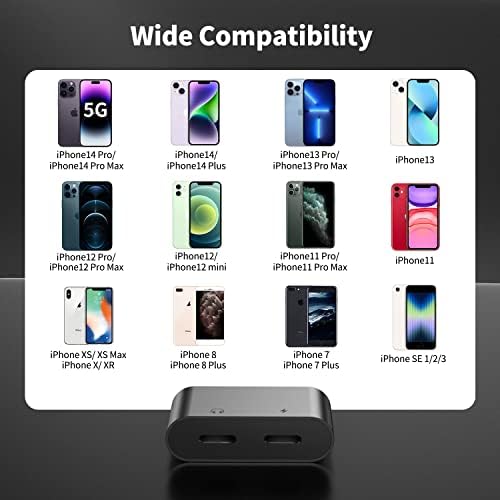 Mıxfly iPhone Adaptörü, Çift Yıldırım Ses + şarj adaptörü Dongle kablo ayırıcı ile Uyumlu iPhone 14/14 Pro Max/13/12/11/SE