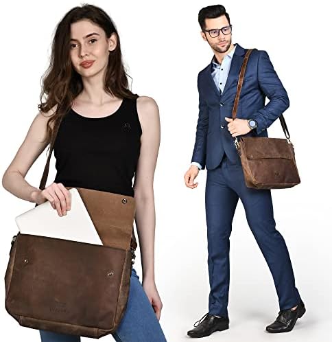 LUXEORIA Hakiki Deri Evrak Çantası Messenger omuz çantaları Erkekler ve Kadınlar için Satchel Crossbody laptop çantası