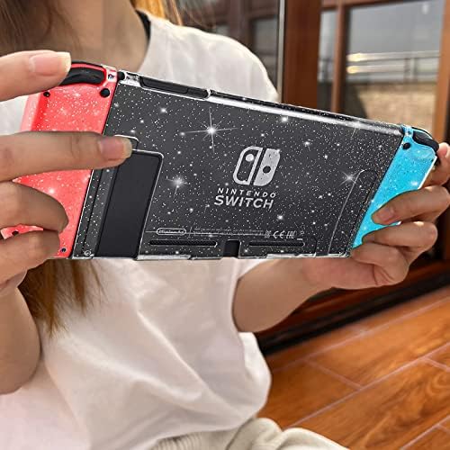 Nintendo Switch için Switch Case, Switch için Glitter Dockable Kılıf Sert Kabuk Cilt Koruyucu Kapak ile 4 Adet Başparmak