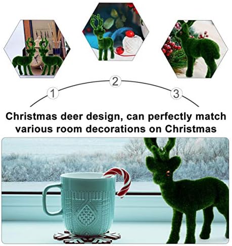 Hemoton Noel Ren Geyiği Süs Yapay Yosun Akın Hayvan Figürleri çim çim Geyik Modeli Noel Tatil Masa Centerpiece Dekorasyon
