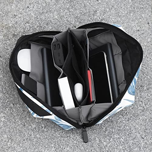 Taşınabilir Elektronik Organizatör kılıflı çanta Mavi Dalları Yaprakları Seyahat Kablosu saklama çantası Sabit Diskler,