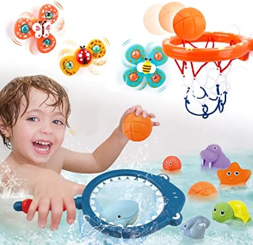 Banyo Oyuncakları Playset, Eğlenceli basketbol potası ve Topları, Küvet Havuzu Çekim Oyunu ve Balıkçılık Oyunu, Duyusal