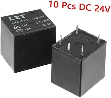 X-DREE 10 Adet DC 24 V Bobin SPDT 1NO+1NC 5 P Güç Elektromanyetik Röle DIN Ray/PCB Monte 250 V/30 V 15A(10 Adet DC