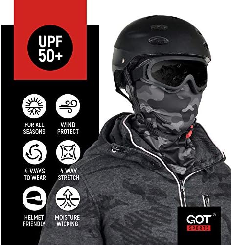 GOT Sports UPF 50 + Kamuflaj Yün - Hood Yün Yüz Maskesi Erkekler ve Kadınlar için-Güneş, Rüzgar, Toz, Koruma