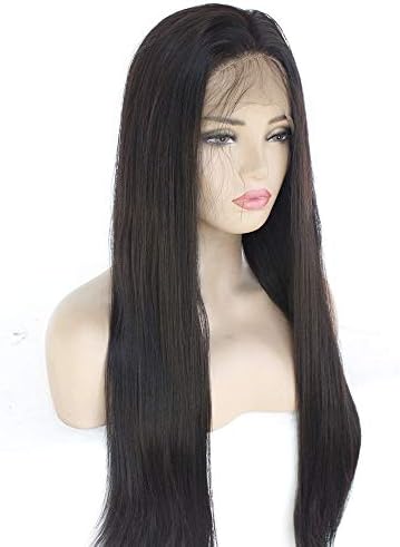 YTOOZ Peruk Bayan Sentetik Dantel ön peruk Doğal Siyah Uzun Düz saç Peruk Yüksek Sıcaklık İpek Egzotik (Boyut : 22)