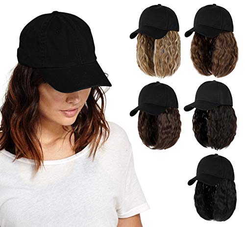 AynnQueen beyzbol şapkası ile saç ekleme Kadınlar için Ayarlanabilir Şapka ile Sentetik Peruk Ekli 8 inç Sapıkça Kıvırcık