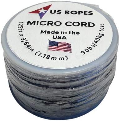ABD Halatlar Taktik Naylon Mikro Kordon 1.18 mm X 125ft Hafif Örgülü Kordon (3/64 Çap) Makara üzerinde Kamp Botla