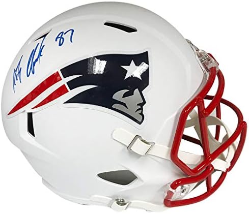 Rob Gronkowski İmzalı Kask Patriots Çoğaltma Hızı Düz Beyaz İmzalı NFL Kaskları