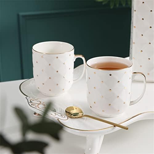 ZLXDP 8 Adet Beyaz Porselen kahve çay seti Altın Noktalı seramik demlik Depolama Tepsisi Mutfak Sofra Ev Dekorasyon
