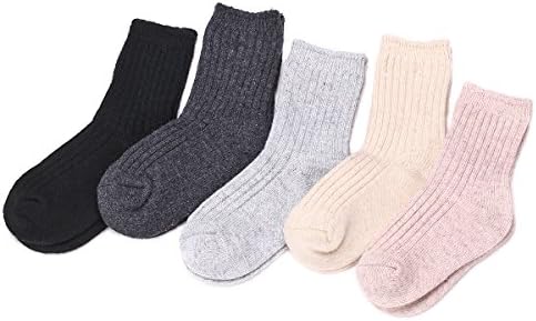 Erkek Kalın Yün Çorap Çocuklar Kış Dikişsiz sıcak tutan çoraplar 5 Paket