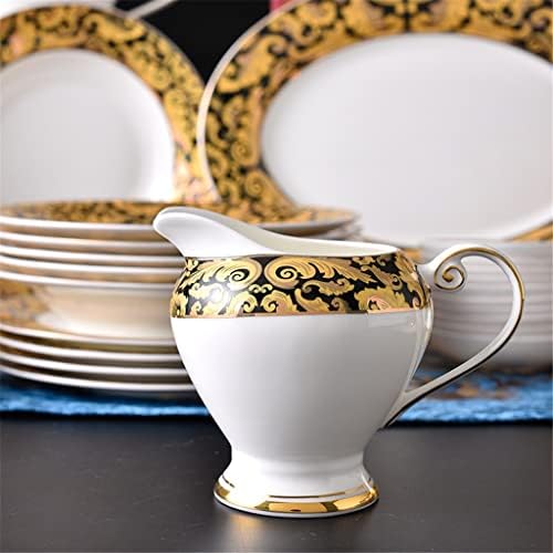 QUESHENG 15 Adet Klasik Tarzı Seramik çay seti Altın Porselen İçecek Seti İkindi Çayı için 6 Kişi