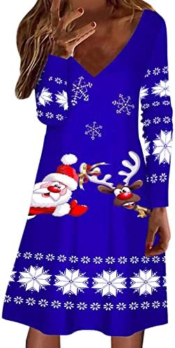 WYTong Çirkin Noel kazağı Kadınlar için Komik Ren Geyiği Örgü Kazak Elbise