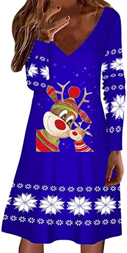 WYTong Çirkin Noel kazağı Kadınlar için Komik Ren Geyiği Örgü Kazak Elbise