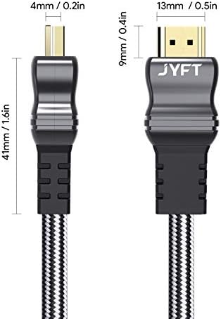 Örgülü Kablo ile JYFT HDMI Kablosu 3.3 Feet HDMI 2.1, Video 8K @ 60Hz Ultra HD(UHD), Ethernet ve Ses Dönüşü, Apple