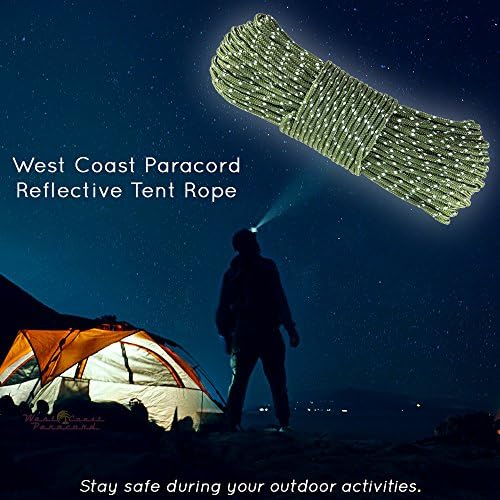 Batı Kıyısı Paracord Yansıtıcı Çadır Guyline Naylon Kordon Halat Açık Kamp için, Çadır 50 Feet