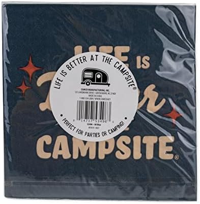Camco Life is Better at The Campsite Kağıt Peçeteler / Kırmızı Retro Yıldızlarla Koyu Mavi ve Büyük Bronzluk Özellikleri