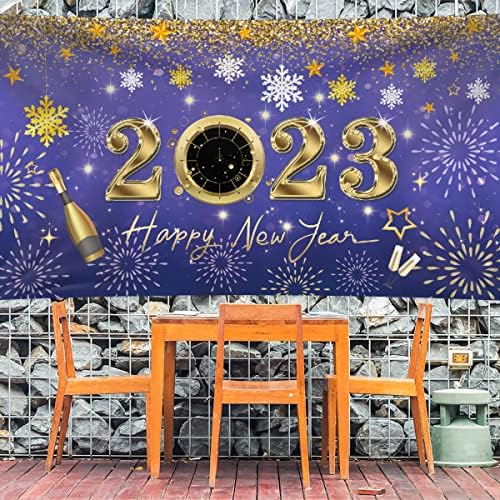 2023 Yeni Yılınız Kutlu Olsun Zemin Afişi 78 x 43 inç Büyük Boy Yeni Yılınız Kutlu Olsun Afişi Mor Arka Plan Afişleri