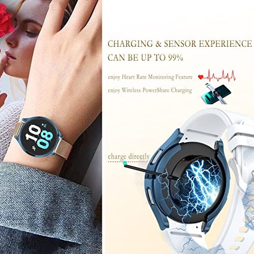 [2'li Paket] OHPROCS Kılıf Samsung Galaxy Watch 5 & 4 ile Uyumlu 40mm 44mm Kılıf Kapaklı Ekran Koruyucu Bantlar Aksesuarlar