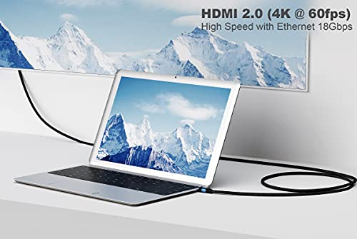 HDMI Kablosu 15FT, HDMI 2.0 (4K@60fps) Ethernet ile Yüksek Hız 18 Gbps, Ses Dönüşü, Video 4 K P HD, 1080 P 3D,