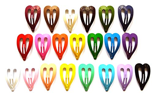 42 Adet (21 pairs) Mix Karışık 21 Renkler kızlar için Sevimli Büyük Kalp saç Yapış Klip 45mm x 25mm