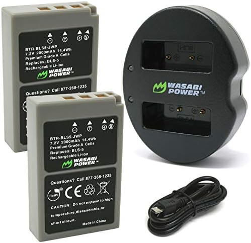 Wasabi Power Battery (2'li Paket), Olympus için çifte şarj Makinesi BLS-5, BLS-50, PS-BLS5, BLS-1, PS-BLS1, E-420,