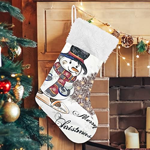 ALAZA Noel Çorap Noel Tebrik Pretty Kardan Adam Klasik Kişiselleştirilmiş Büyük Çorap Süslemeleri için Aile Tatil