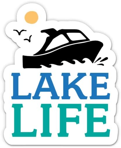 Göl Yaşamı Tekne Göl Sticker - 5 laptop etiketi-Su Geçirmez Vinil Araba, Telefon, Su Şişesi-Göl Yaşamı Çıkartması