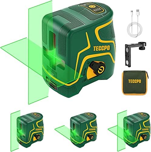 Lazer Seviyesi Kendini Tesviye-TECCPO 150ft Çapraz Çizgi Lazer Yeşil USB Şarjlı, 2 Lazer Kafalı 3 Modül, Açık Darbe