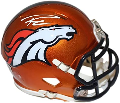 Russell Wilson İmzalı Denver Broncos Flaş Mini Kask FANI 36562-İmzalı NFL Mini Kasklar