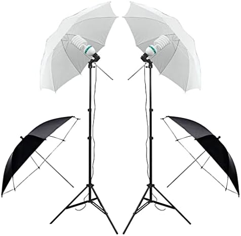 ZHYH Stüdyo Şemsiye Fotoğraf Aydınlatma Zemin Kiti + 4 Arka Planında + 2 Şemsiye + 2 * 135 W Ampuller + Reflecor +