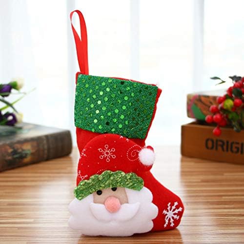 Amosfun Çocuk Çorap 4 pcs Noel Çorap Ren Geyiği Santa Kardan Adam Dekorasyon Pullu Çorap Noel Şeker Hediye Favor Çanta