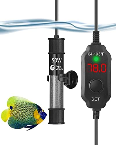 AquaMıracle ayarlanabilir 50 W akvaryum ısıtıcı dalgıç balık tankı ısıtıcı süper kısa akvaryum ısıtıcı ile LED dijital