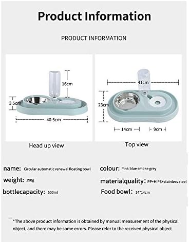 SLATİOM yiyecek kasesi Su Şişesi ile Otomatik su sebili Besleyici Pet çift ıslak değil ağız paslanmaz çelik kase (Renk: