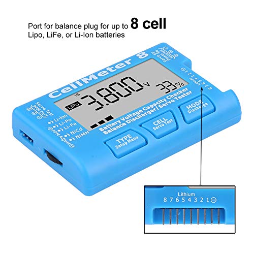 RC CellMeter 8 Dijital Pil Kapasitesi Checker Pil voltmetre LCD Arka LiPo Life Li-İon NiMH Nicd