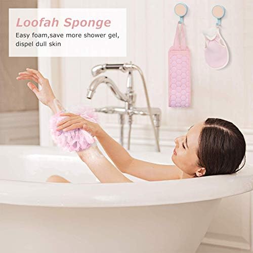 FYY Peeling Geri Scrubber Duş, Banyo Duş Scrubber Seti, [4 Paket] [Saç baş masaj aleti Şampuan Fırçası] [Lif Kabağı