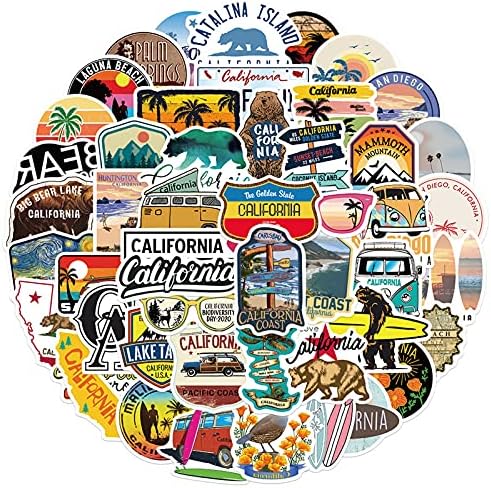 California Çıkartmaları Su Şişeleri için, 50 Paket/ADET Su Geçirmez Vinil Estetik Vsco Çıkartmaları Dizüstü Kaykay