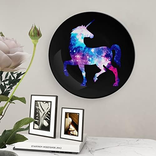 Gökkuşağı Galaxy Unicorn Asılı Seramik Dekoratif Tabak Ekran Standı ile Özelleştirilmiş Yıldönümü Düğün Hediyeleri