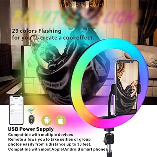 BGZDT 10 RGB Selfie halka ışık daire LED dolgu ışığı kısılabilir lamba Video Trepied Makyaj Fotoğrafçılığı Uzaktan